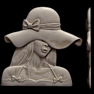 Mystery Woman in a Hat STL file for 3d printing or CNC 3D print model