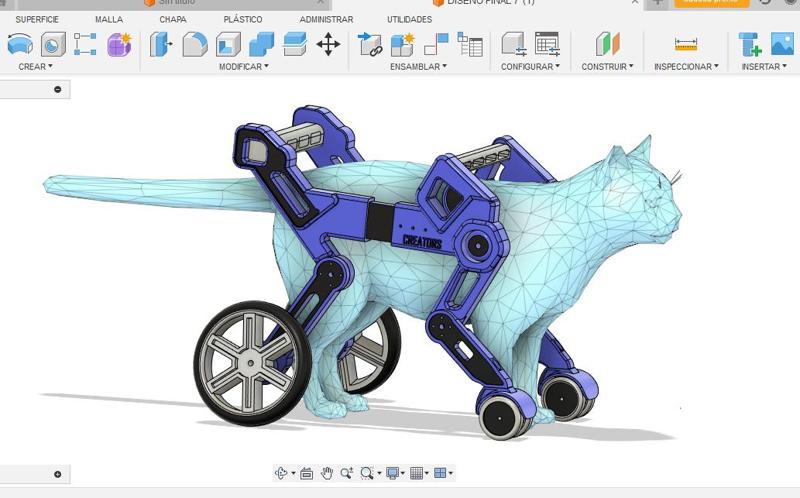Silla de Ruedas Rehabilitadora 3D para Gatos y Perros Pequeños con Cuadriplejia