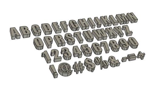 Letters Numbers Signs 8 different versions 3D print model