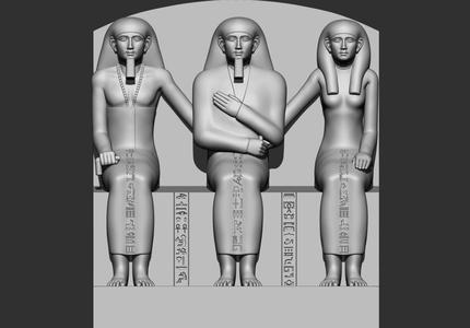 statue of Pa-sherry-n-tai sui, with wife Nefer-iy-u and son Ash-akhet 3d model