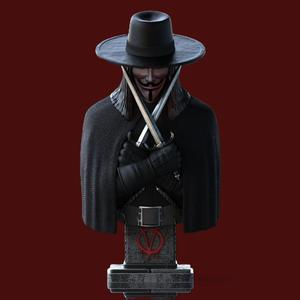 V for Vendetta Bust – 3D Printable STL Model | Guy Fawkes Mask Figurine 🔥
