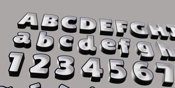 Lilita One 3D font with 3 different inlays