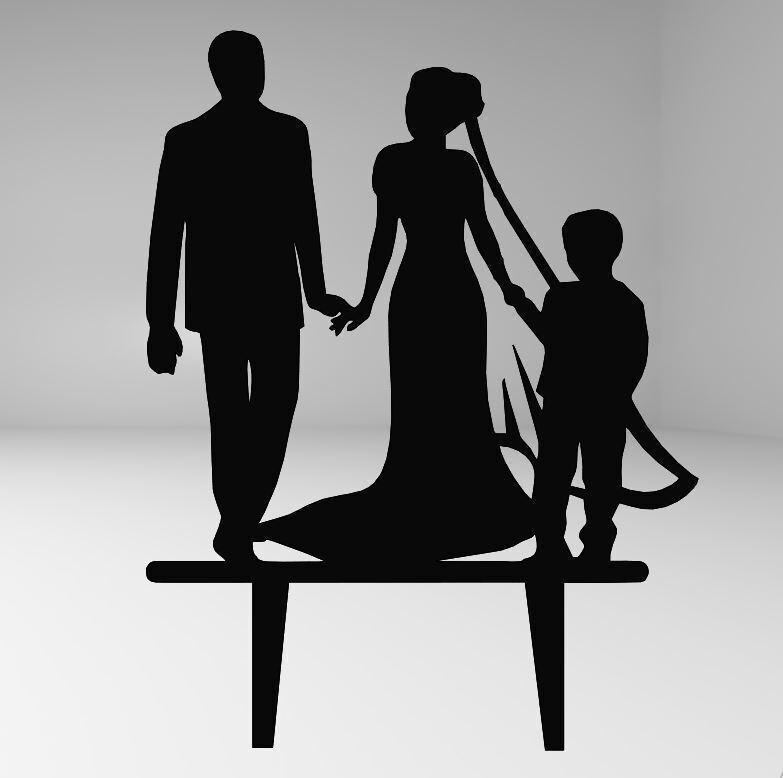 Wedding Cake Topper - Bride, Groom, and Their Child