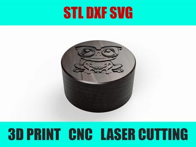 Round Wooden Box with Frog Engraving - CNC, Laser Cutting & 3D Printing