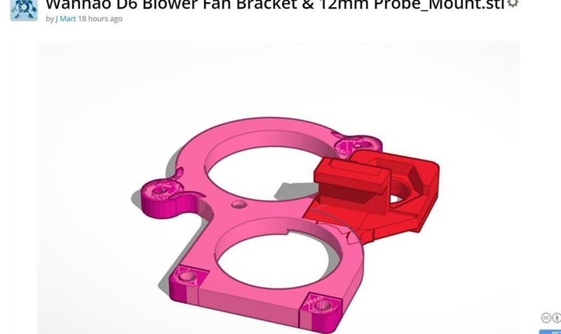 Wanhao D6 Blower Fan Bracket & 12mm Probe_Mount.stl