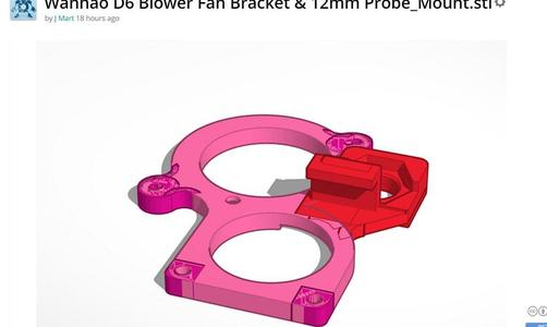Wanhao D6 Blower Fan Bracket & 12mm Probe_Mount.stl