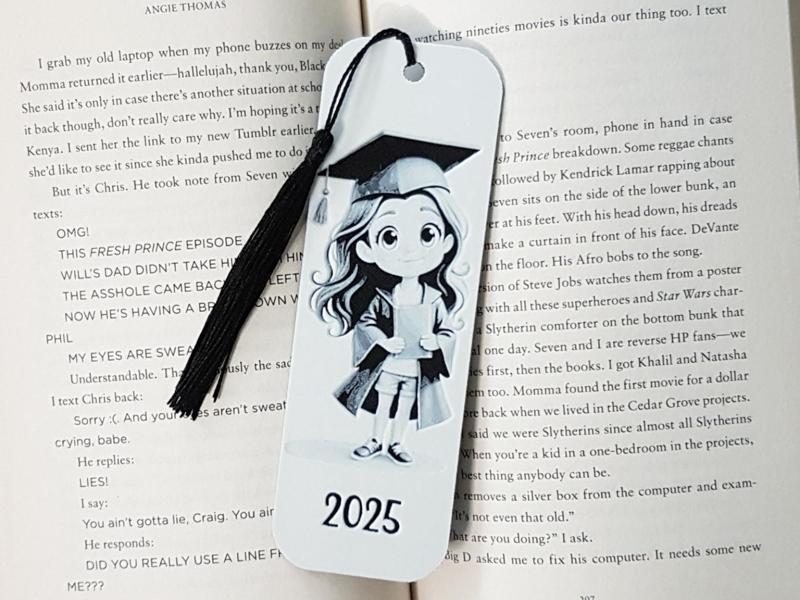 No AMS Needed. Bookmark, girl graduation.
