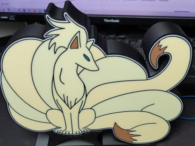 Pokemon Ninetales Pokedex 0038 Lampe / Lightbox