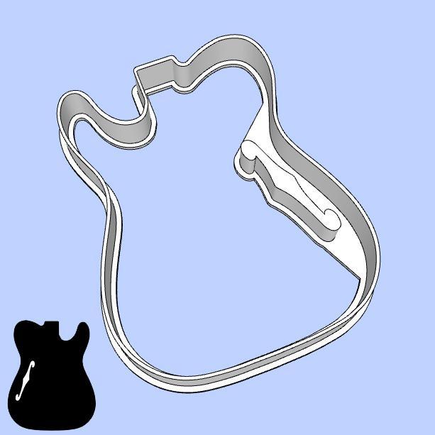Music cookie cutters - guitar body shapes - Fender Telecaster Thinline (style 1)
