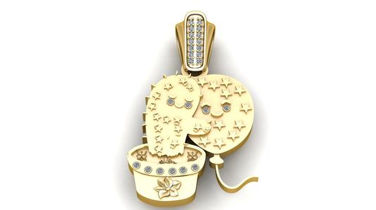 CACTUS AND BALLON PENDANT 3D PRINTABLE MODEL