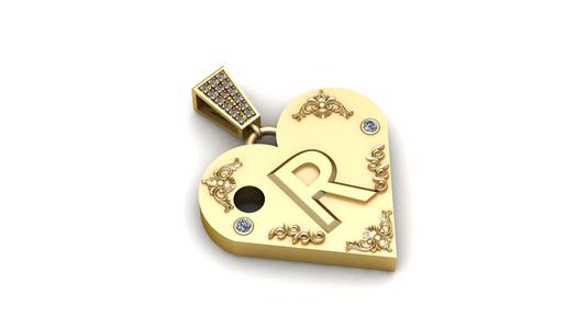 R GOLD HEART PENDANT  3d printable model