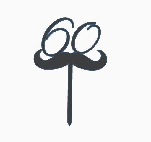 cake topper 60 mustache