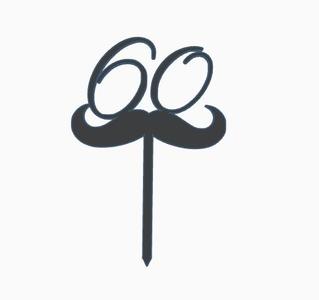 cake topper 60 mustache