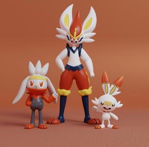 Pokemon - Scorbunny, Raboot and Cinderace