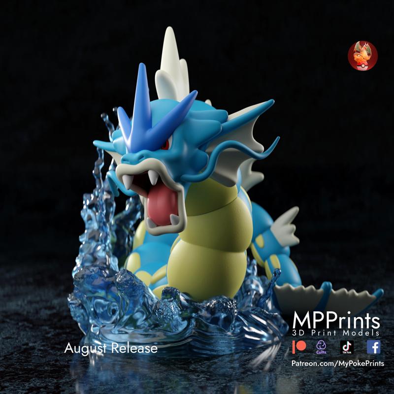 Gyarados Dragon Statue - presupported + multimaterial ready