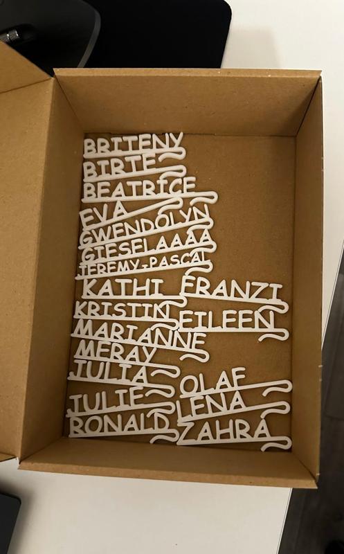 Name Tags / Namensschilder Glas /Anstecker Namen