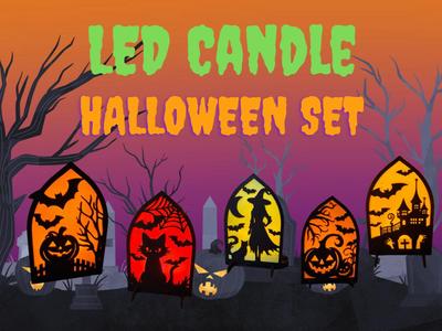 Tealight LED Candle Halloween Scenes Set
