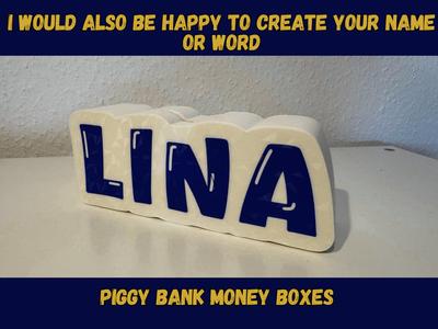 piggy bank, personalized Name money boxes Lina