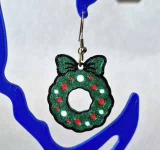 Multicolor Christmas Wreath Earrings