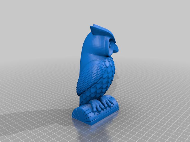 Owl Statue Facing Left with cable ties holes