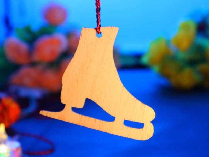 Laser Cut Ice Skate Ornament Wood Cutout Shape Unfinished Vector