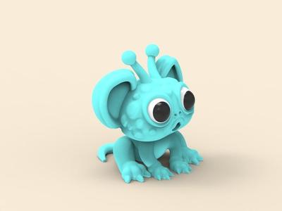 Fantasy blue monster kawaii
