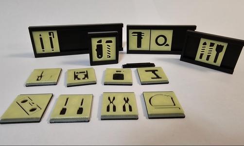 Replaceable toolbox labels. Drawer labels.