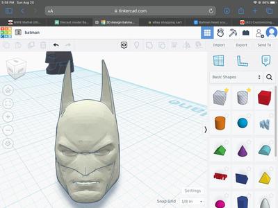 Batman head sculpt for 1/12 scale figures