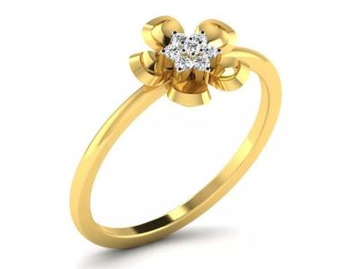 Light Weight Yellow Gold Diamond Ring  -DR-6259