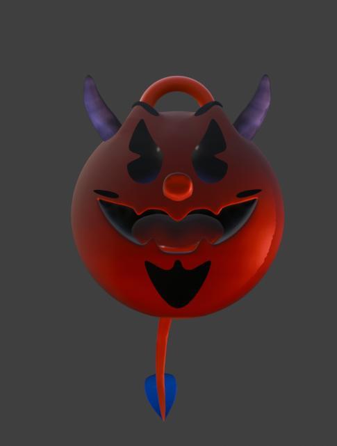 Pac-Devil Head Keychain - Ghostly Arcade Menace - Pac-Man - Ready to Print