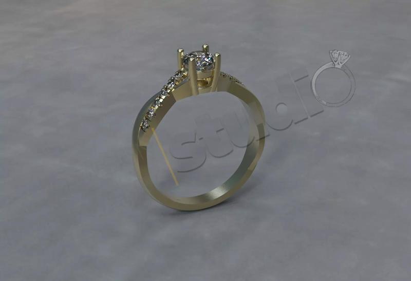 Luxury twist solitaire ring 3d model