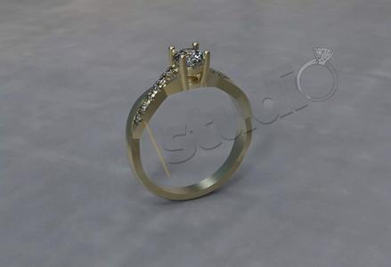Luxury twist solitaire ring 3d model