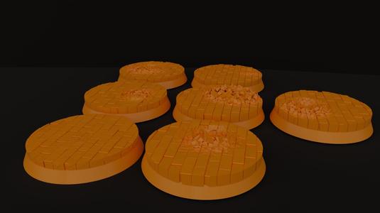 Battle Damaged Bricks Base 32mm - Set