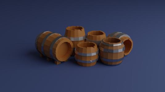 low poly medieval tablegame barrels