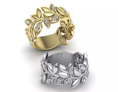 Leaves Diamond ring 3dmodel T-style design