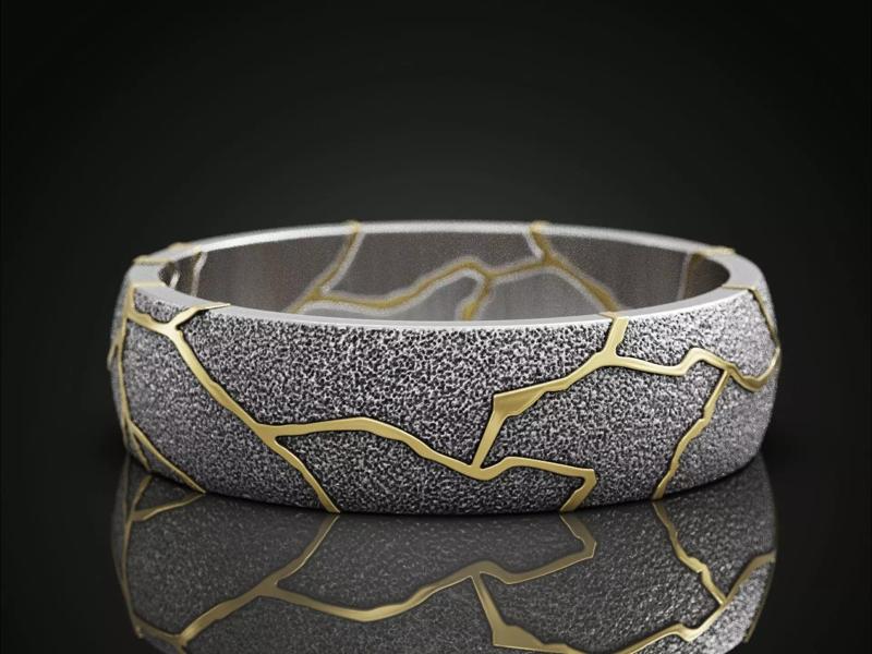 Kintsugi japan art band ring