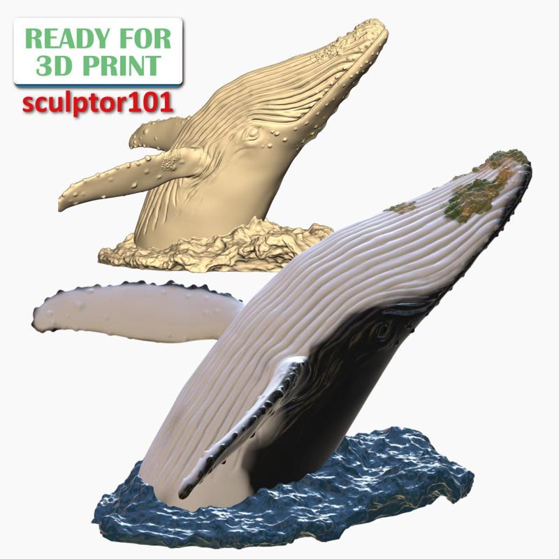 Humpback Whale Head off the Water 3D printable model