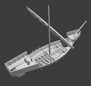 Medieval Crusader Transport & Warship with Cargo | 28mm 32mm STL Wargaming Model