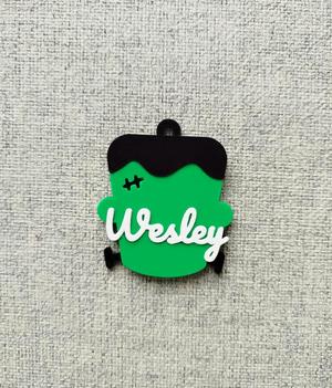 Frankenstein boy head name tag - Wesley