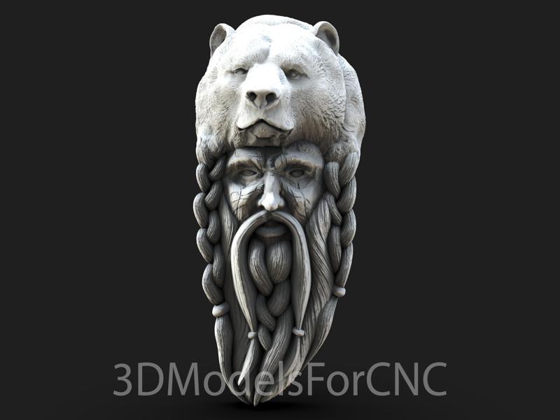 3D Model STL File for CNC Router Laser & 3D Printer Old Man with Bear Headdress