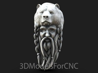 3D Model STL File for CNC Router Laser & 3D Printer Old Man with Bear Headdress