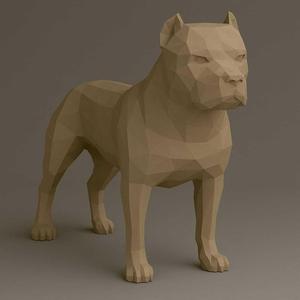 Low Poly Pit Bull – 3D Printable Dog Statue for Modern Decor