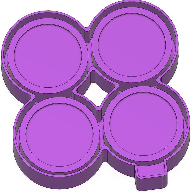 4-Cavity 3 Inch Round with 2.5 Inch insert for Cardstock Freshie STL Mold Housing
