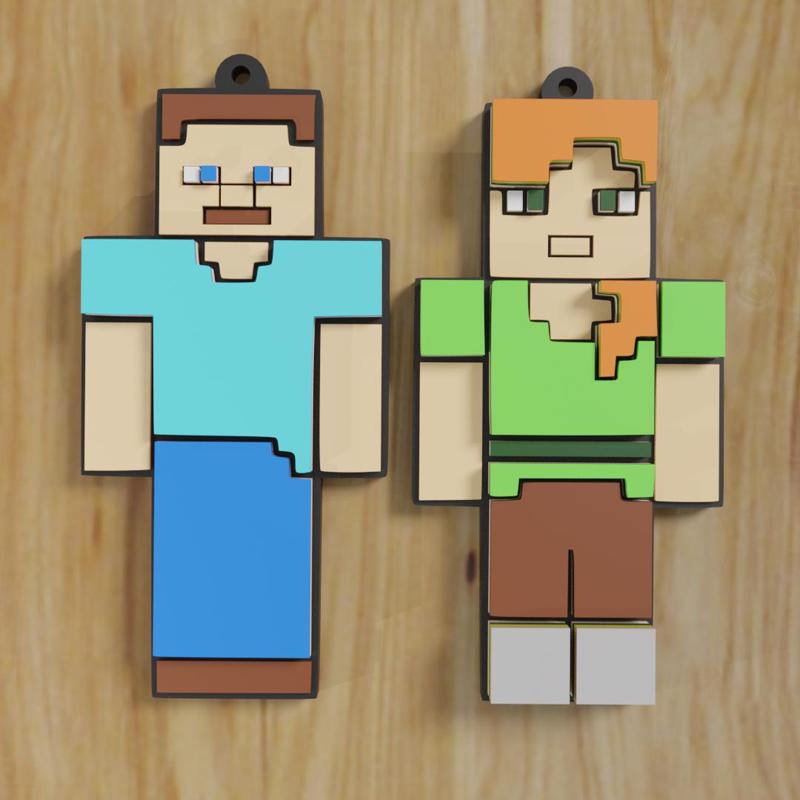 PACK 2 KEYCHAINS / KEYCHAIN / MINECRAFT MAGNETS (STL AND 3MF)