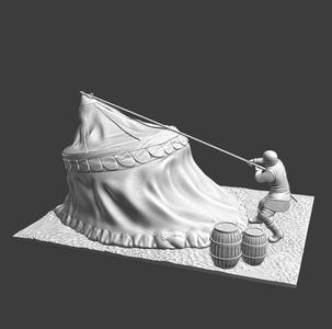 Medieval Soldier Setting Up Tent | Wargaming Camp Scene | STL File 28mm 32mm
