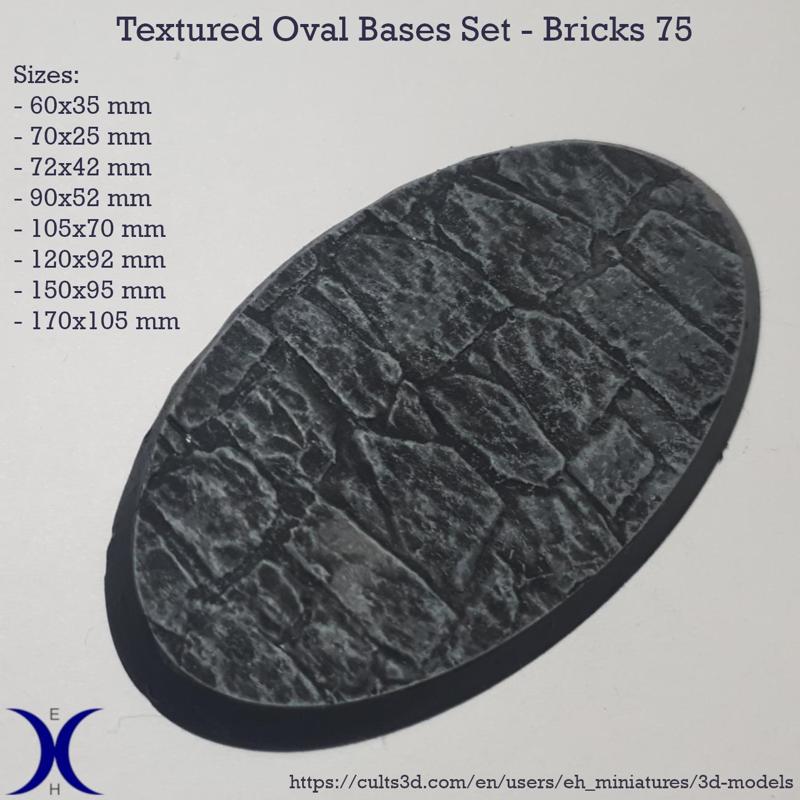 Oval Bases Set – Bricks 75 Texture (60–170MM) | Perfect For Tabletop Wargames & RPG's