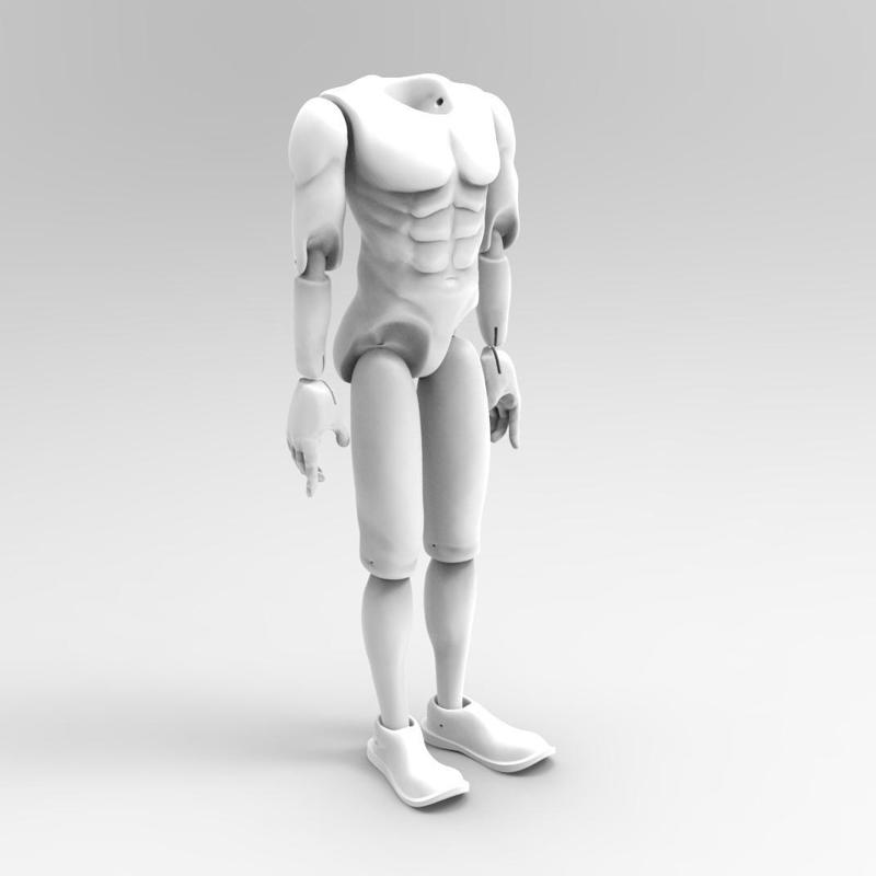 3D Model of athletic man's body for 3D print for app. 60cm (24iches) tall marionette