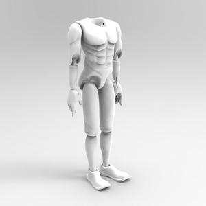 3D Model of athletic man's body for 3D print for app. 60cm (24iches) tall marionette