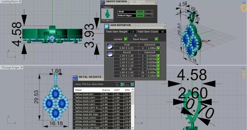 White Gold stl 3dm Pendant with Sapphire and Diamond jp0305