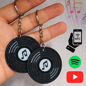 Music Vinyl Keychain with NFC Tag